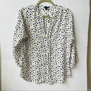 Ann Taylor Black & Yellow Polka Dot Blouse Size 6